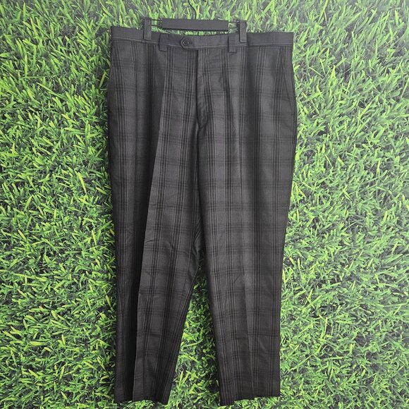 Men's Stacy Adam's Gold Dress Pamts Black Plaid 40w by 29l - Picture 1 of 8